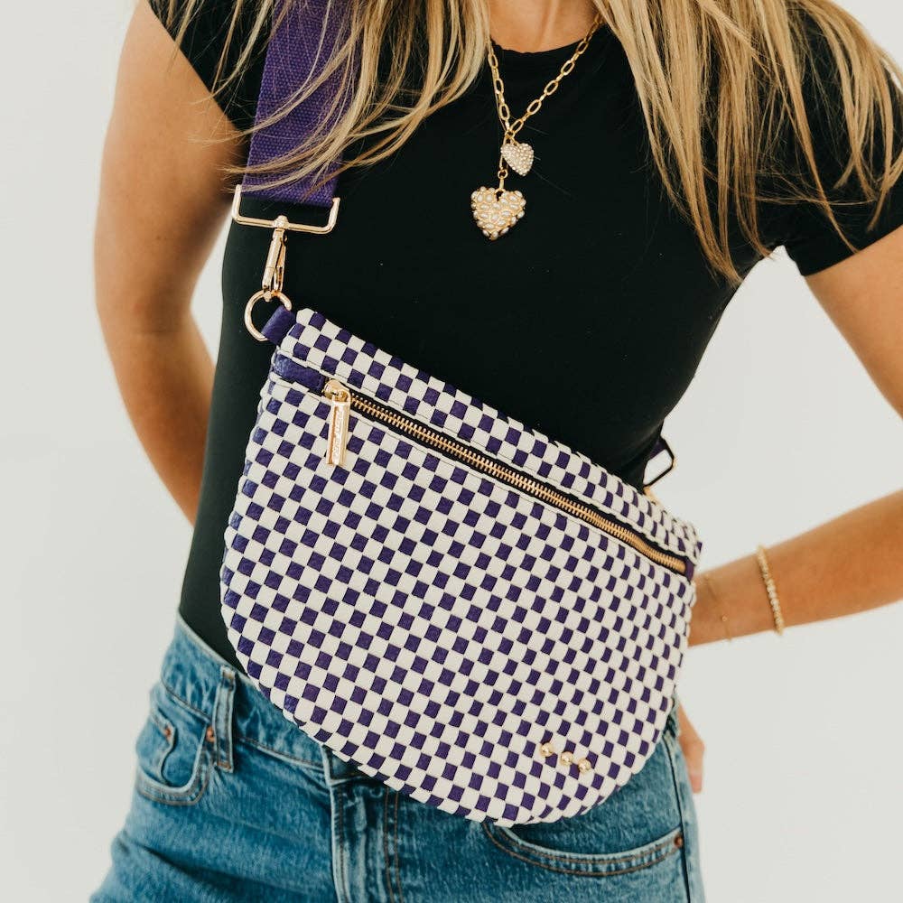 Westlyn Woven Bum Bag - TOP SELLER: Woven Checkered Coffee