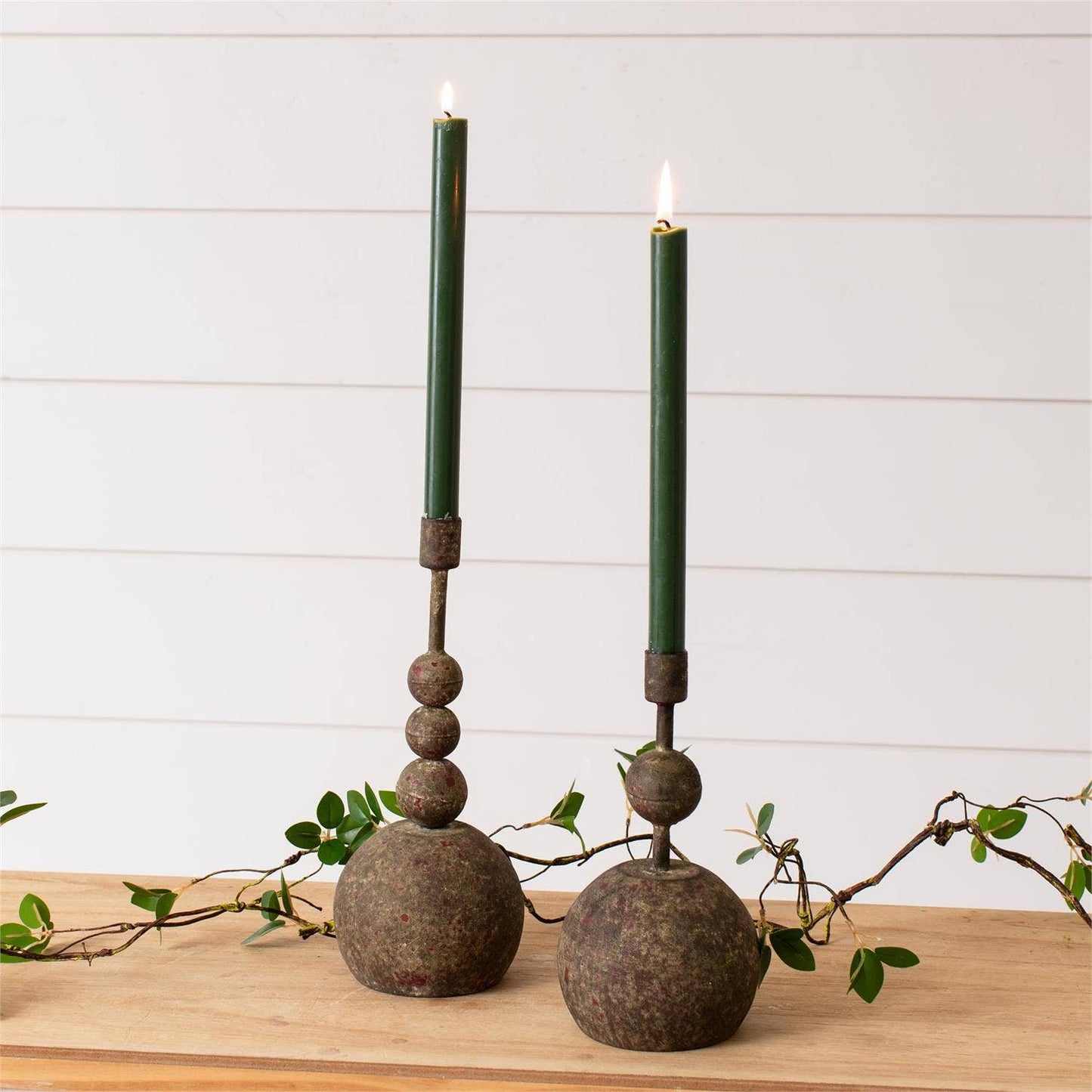 Stacked Globes Candle Holder, Rustic Dark Gray 2 sizes