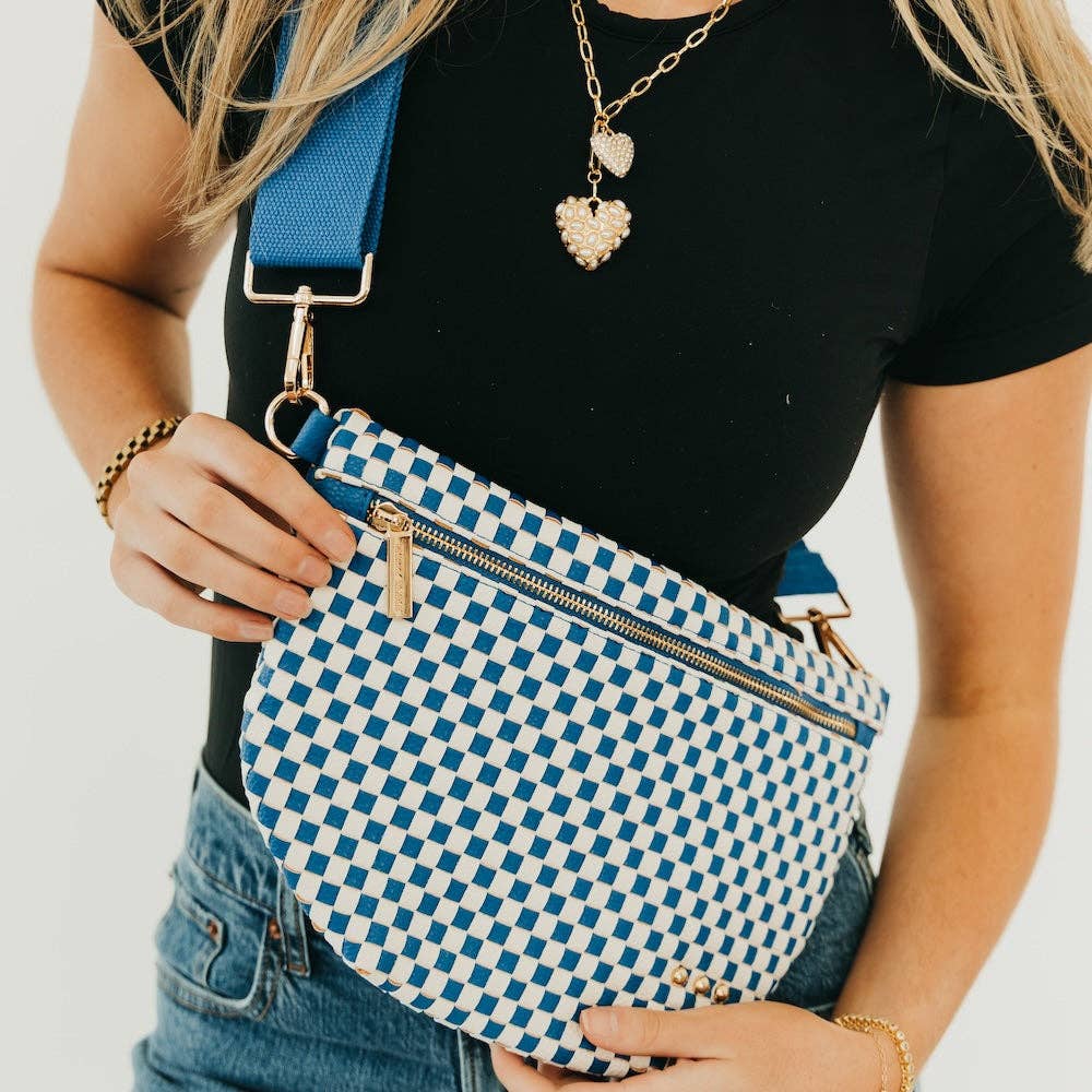 Westlyn Woven Bum Bag - TOP SELLER: Woven Checkered Coffee