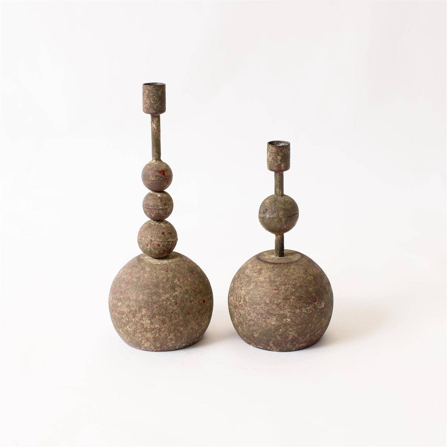 Stacked Globes Candle Holder, Rustic Dark Gray 2 sizes