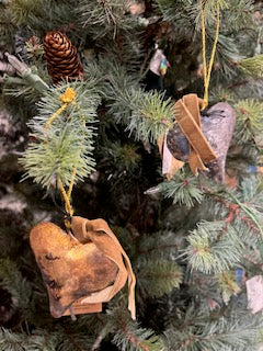 Metal Heart Shaped Bell Ornament with Brown Velvet Ribbon 2 colors