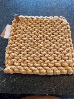 Crocheted Pot Holder with Leather Loop