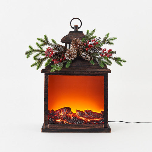 Fire Light Lantern w/Berry Sprig – Small Town Home & Decor