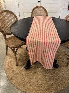Woven Cotton Striped Table Runner, Red & Natural