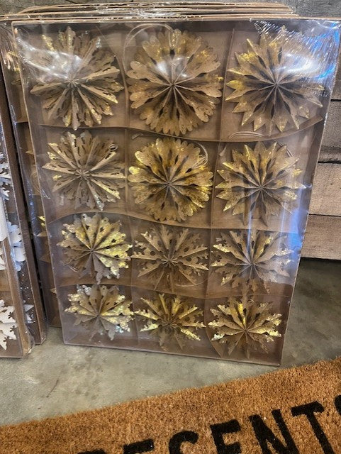 Gold Paper Snowflake Ornaments