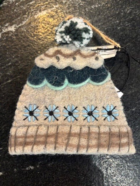 Handmade Wool Felt Hat Shaped Ornament with Embroidery, 4 Styles