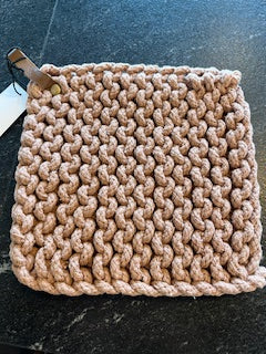 Crocheted Pot Holder with Leather Loop