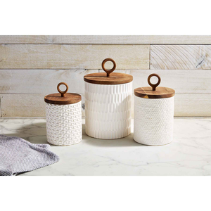 Textured Stoneware Canister Set
