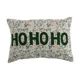 Cotton Voile Pillow Ho Ho Ho, Hand-Embroidered