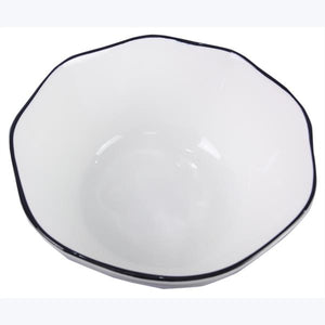 STONEWARE BLACK AND WHITE SERVING BOWL