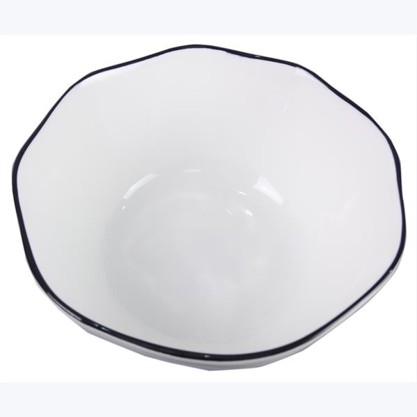 STONEWARE BLACK AND WHITE SERVING BOWL