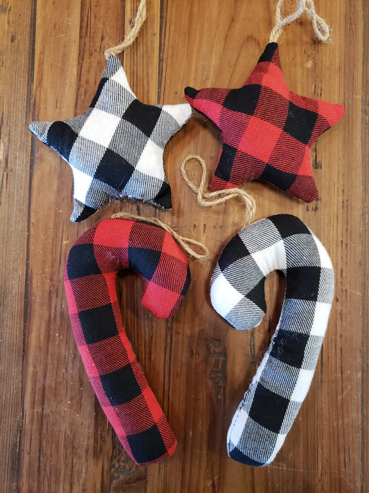 Buffalo Plaid Plush Ornaments