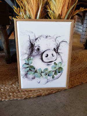 Cow/Pig Metal Framed Print