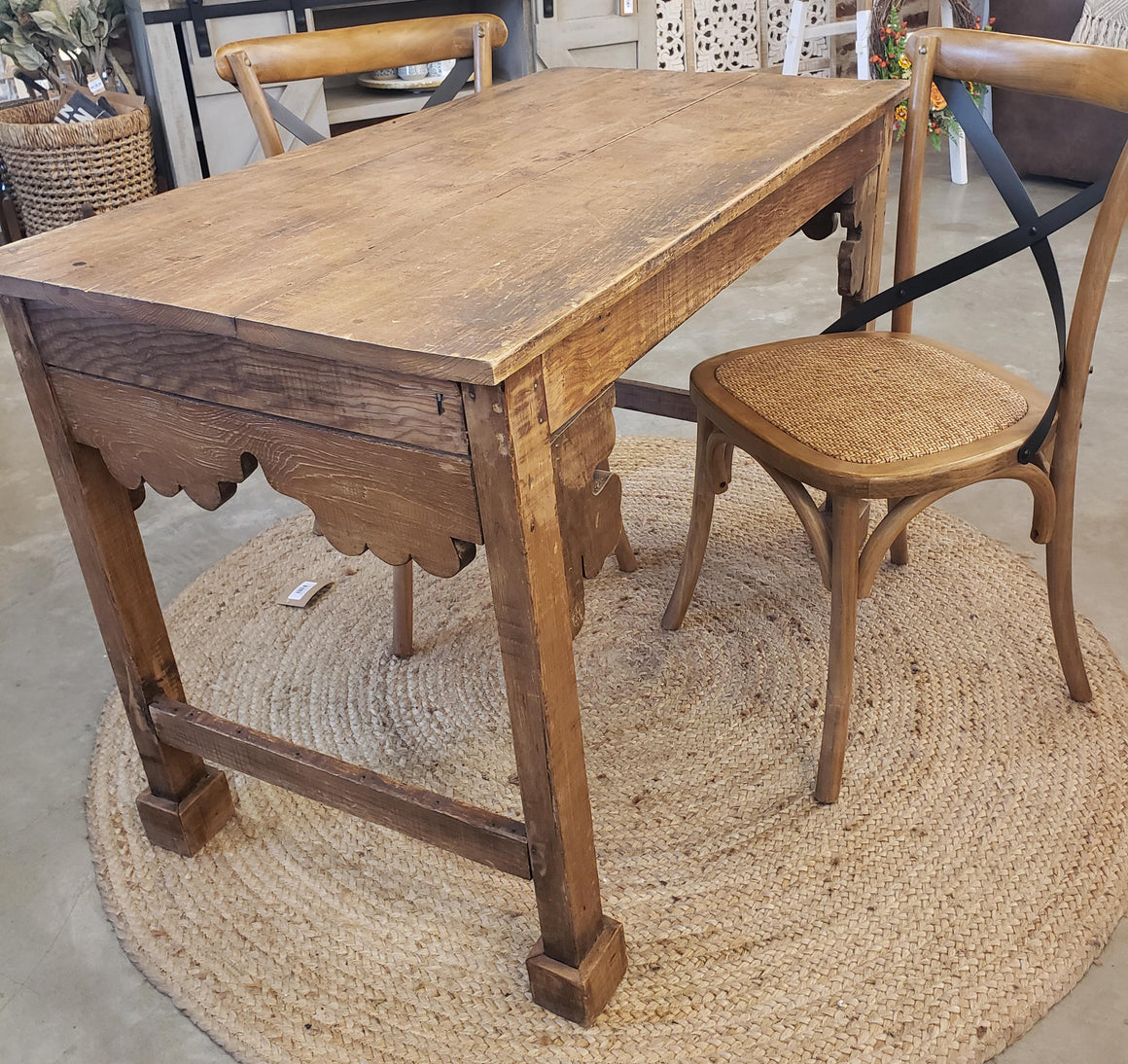 Antique Wood Table with Chairs