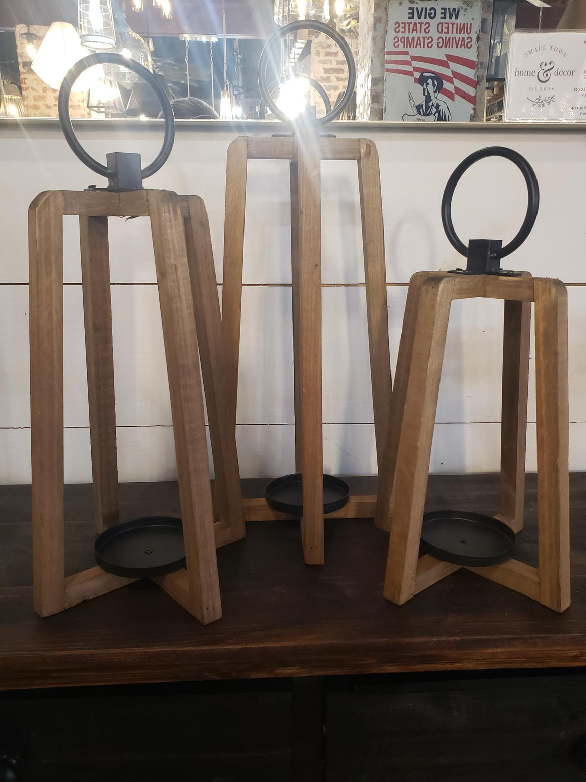 Wooden Pillar Candle Holder