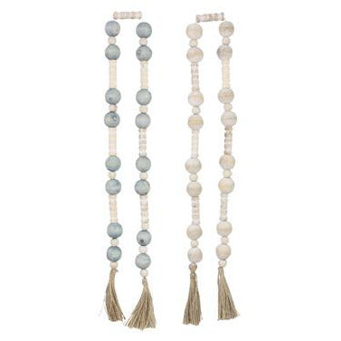 Wood Blessing Beads with Tassel Ends