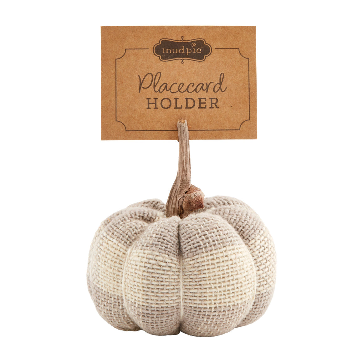 PLAID PUMPKIN PLACECARD HOLDER