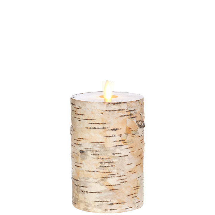 Flame Birch Wrapped Pillar Candle