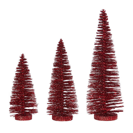 Glittered Bottle Brush Tree - Red