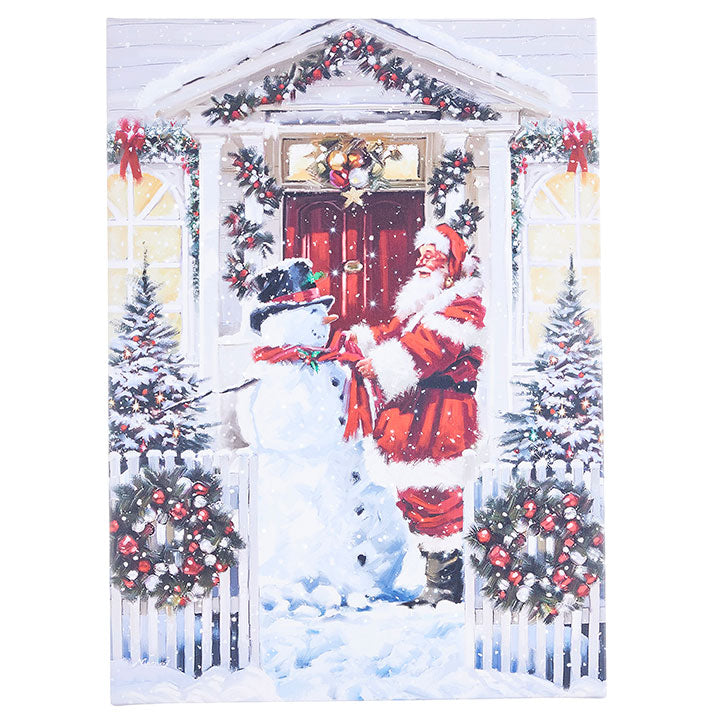 Santa And Snowman Lighted Print
