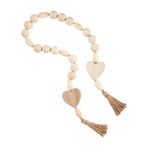 Large Heart Wood Blessing Beads