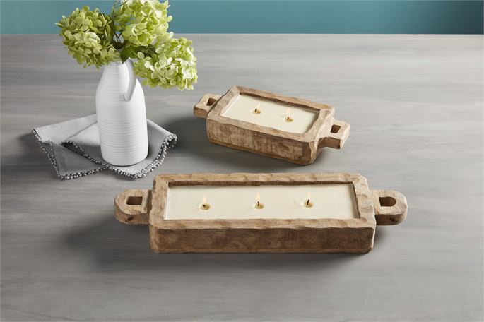 Rectangular Wood Candle Large