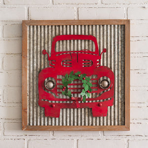 Red Truck Metal Wall Sign