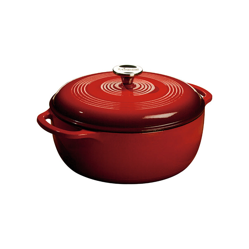 6 Quart Red Enameled Cast Iron Dutch Oven
