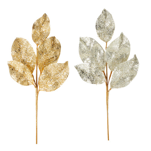 Beaded Metallic Leaf Spray