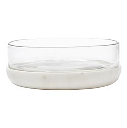 White Marble & Glass Bowl