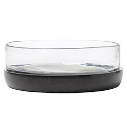 BLACK MARBLE AND GLASS BOWL