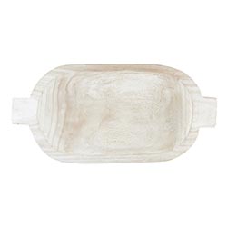 Paulownia Wood Double Handle Bowl - White