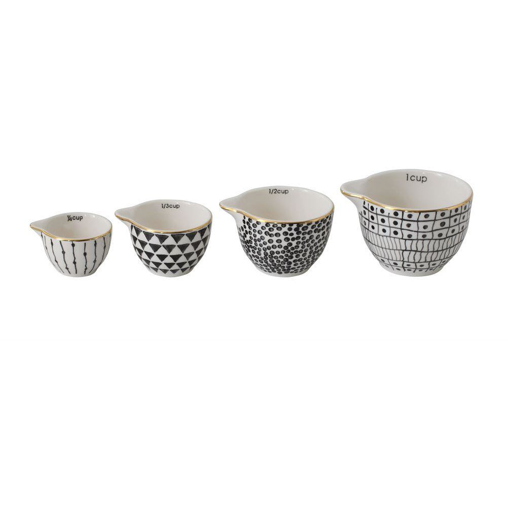 Stoneware Measuring Cups - Black/Gold
