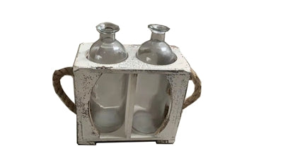 2 BOTTLE WOOD VASE