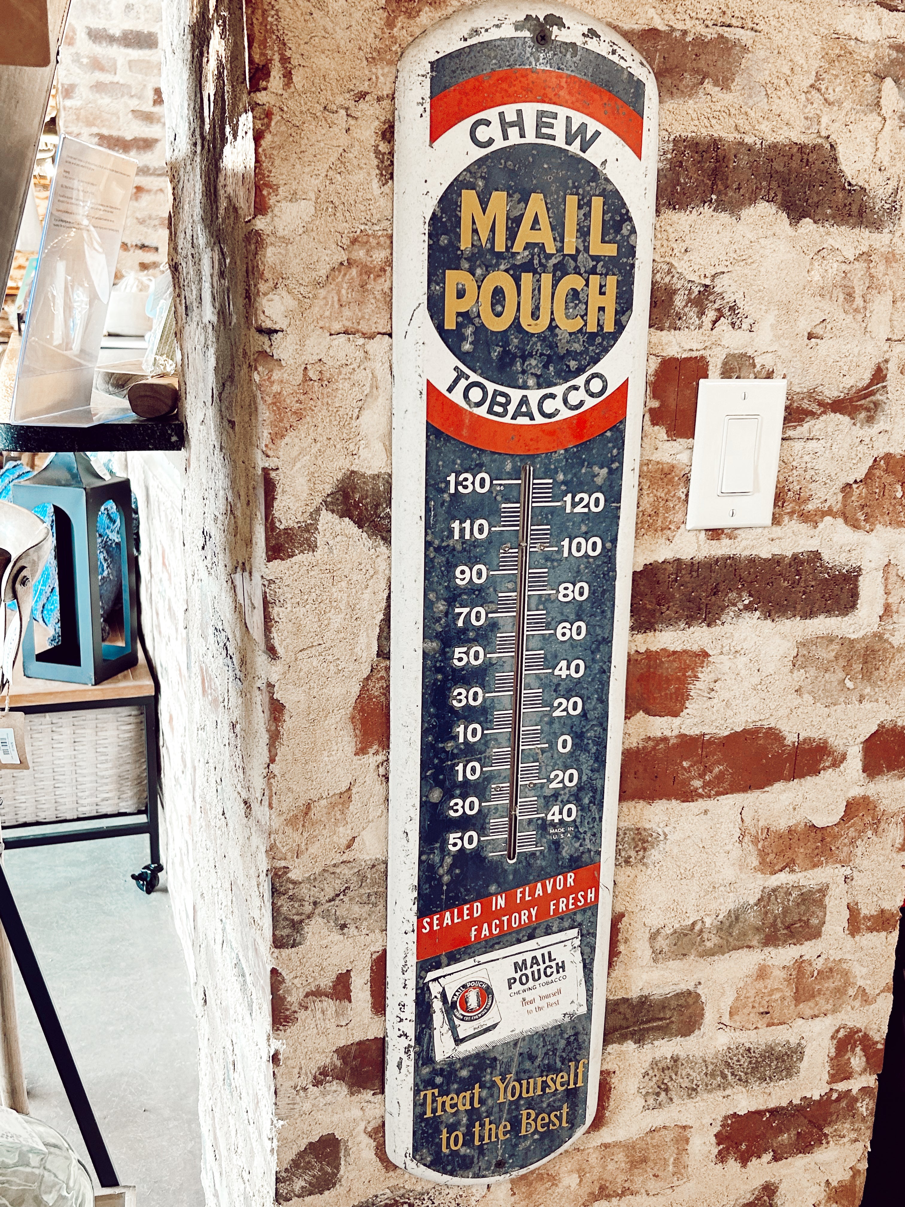 Mail Pouch Chew Tobacco Metal Thermometer - Small Town Home & Decor