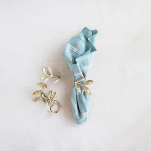 Cast Metal Napkin Rings with Leaves