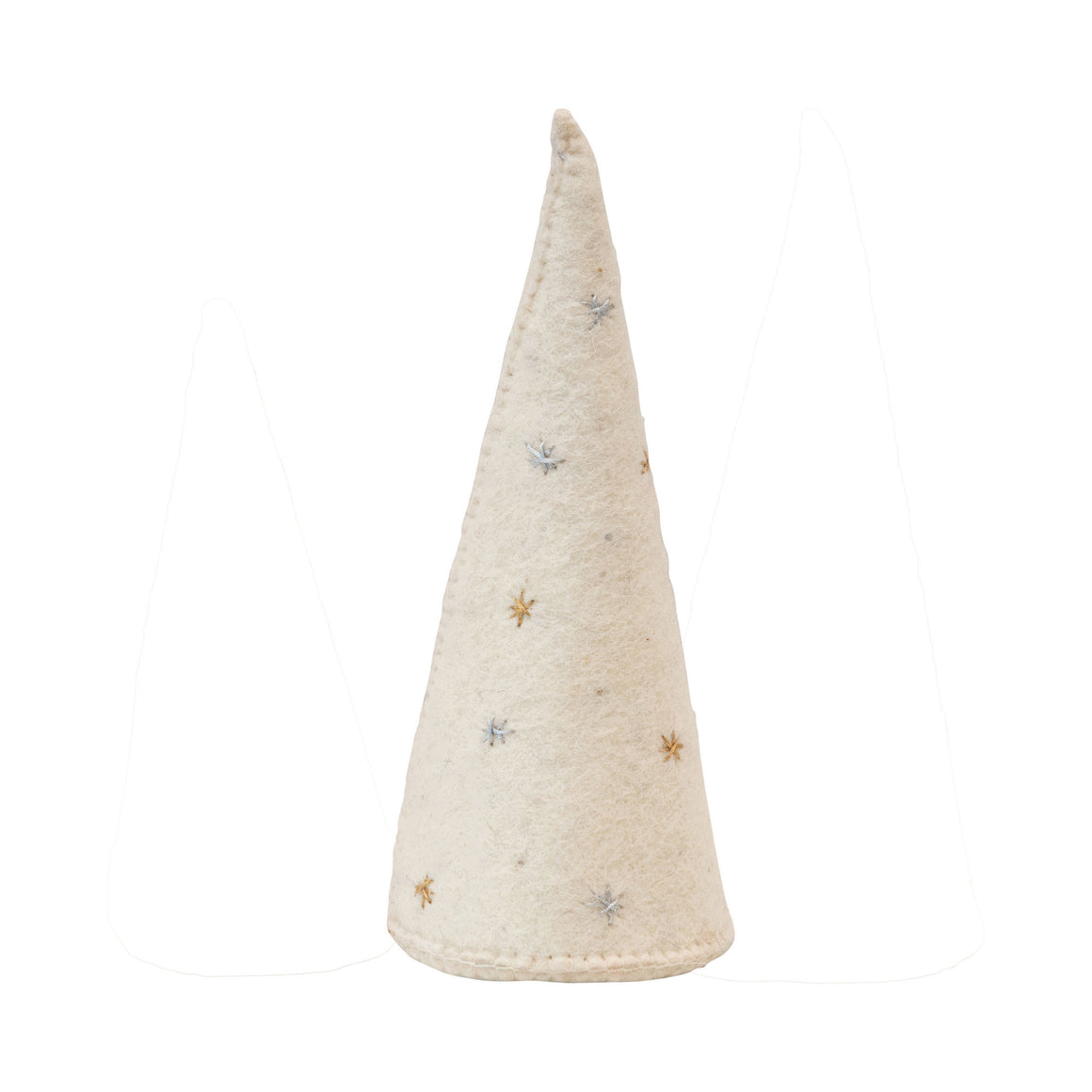 Wool Felt Cone Tree with Embroidered Stars