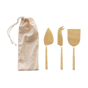 Gold Finish Cheese Knife Set of 3