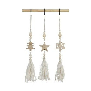 Holiday Paulownia Wood- Tassel Ornament