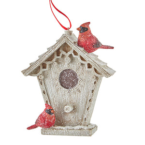 Ornament with Bird House and Red Birds