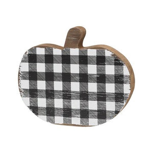 Black and White Buffalo Check Wood Pumpkin