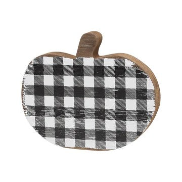 Black and White Buffalo Check Wood Pumpkin