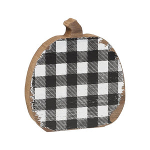 Black and White Buffalo Check Wood Pumpkin