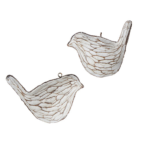 4" WHITEWASH BIRD ORNAMENT