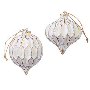 4.5" WHITE AND GOLD TEXTURED FINIAL ORNAMENT