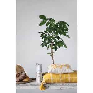 Embroidered Cotton Lumbar Pillow "Today is a Gift"