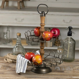 Metal and Wood Two Tiered Tray