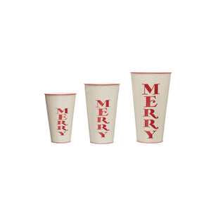 Metal Containers "Merry", White and Red