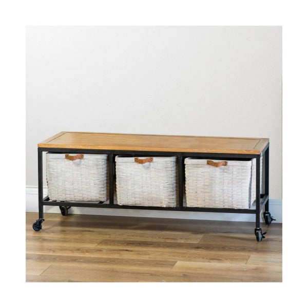 Metal and Wood Bench