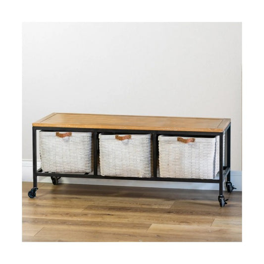 Metal and Wood Bench